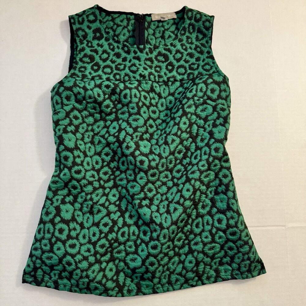 Women's Banana Republic Emerald/Black Animal Print Formal Sleeveless Top Size 0